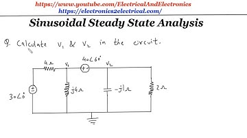 Sinusoidal Steady-State Analysis - nodal analysis super node problem solution 2