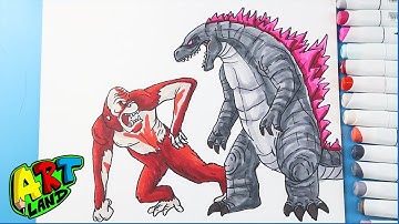 How to Draw Godzilla vs Skar King | Godzilla x Kong