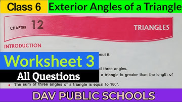 DAV class 6 maths chapter 12 Triangles worksheet 3  Exterior Angles of a triangle
