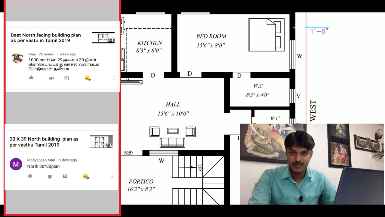 29 x 30 Northt facing building plan as per vastu tamil 