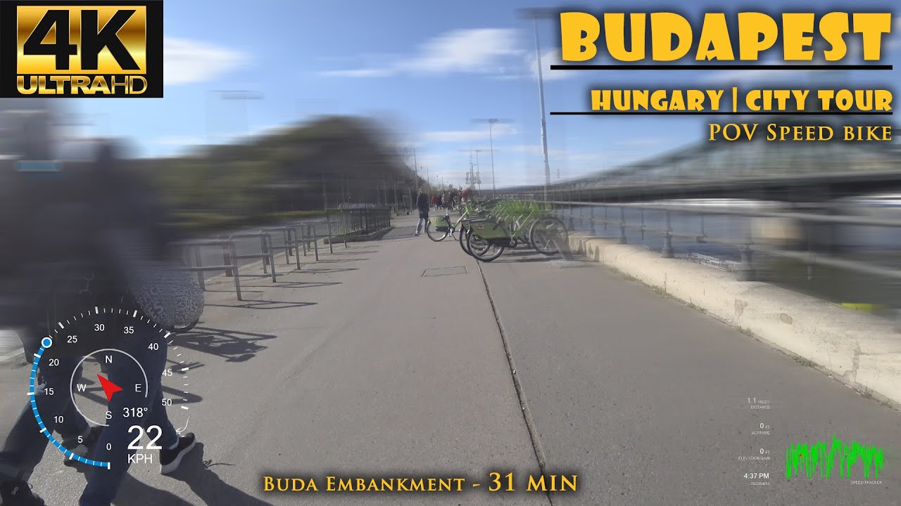 4K CYCLING THROUGH THE STREETS OF BUDAPEST Buda Embankment POV
