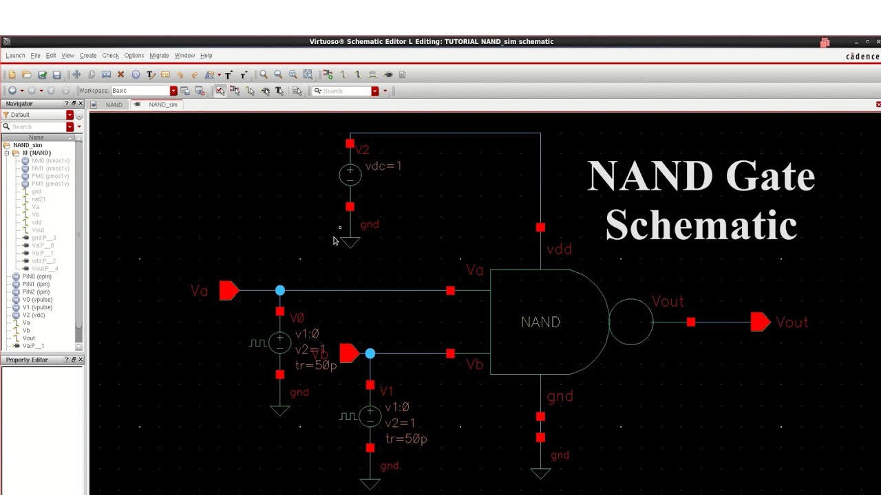 Cadence Virtuoso Design of NAND Gate Schematic   Part 1