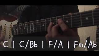 playing over chord changes - guitar c | c/bb | f/a | fm/ab