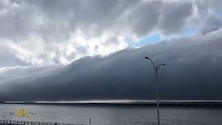 Amazing morning glory arcus cloud rolling over Canadian coastal skies