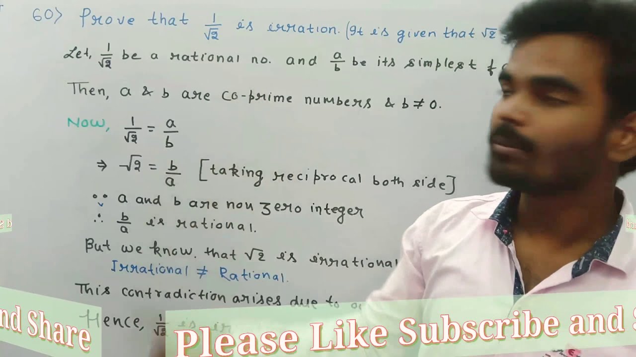 60 Prove That One Upon Under Root 2 Is Irrational YouTube 60 Prove That One Upon Under Root 2 Is Irrational YouTube