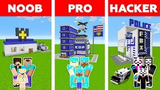 Minecraft Battle: NOOB vs PRO vs HACKER: FAMILY POLICE STATION in MINECRAFT / Animation