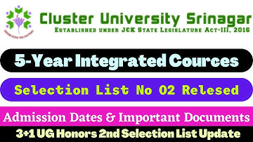 Cluster University Srinagar Selection List No.02 Integrated Cources Check Your Name