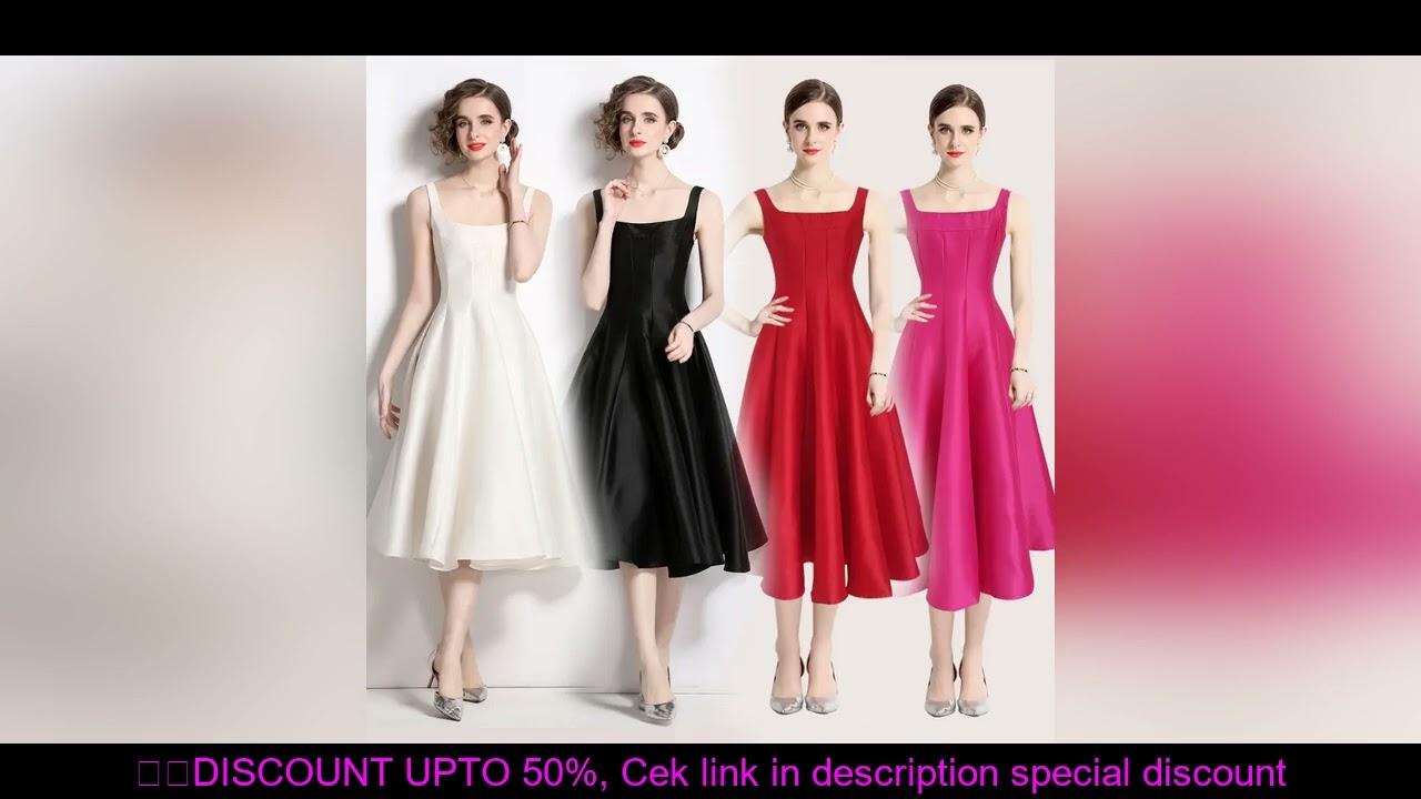 Elegant Retro French Hepburn Style Drape Dress with Pettiskirt Large Hem Sling One Piece Women's Vin