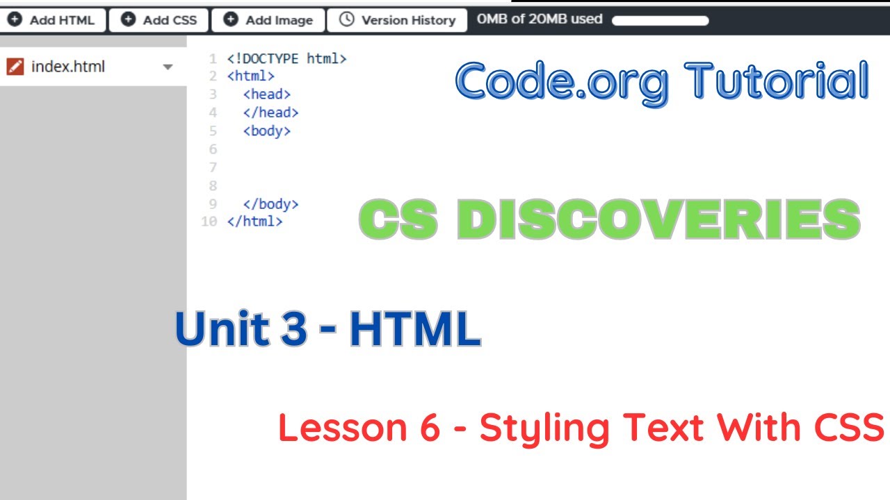 Code org Unit 2 Lesson 6 Styling Text With CSS