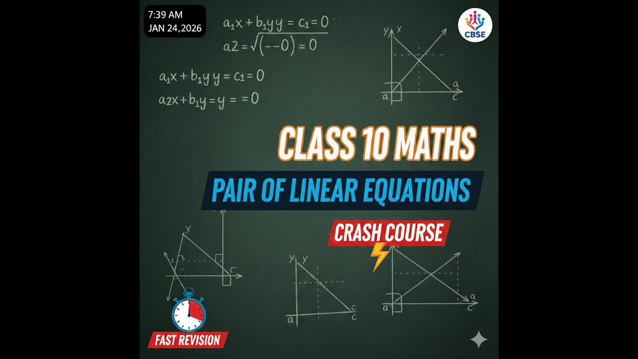 class 10 cbse maths chapter 4 pair of linear equations crash course ...