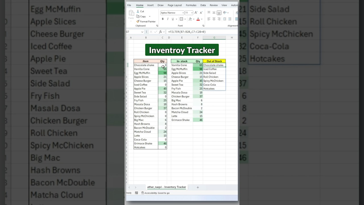 Create a Smart Inventory Tracker in Excel | FILTER Function Explained