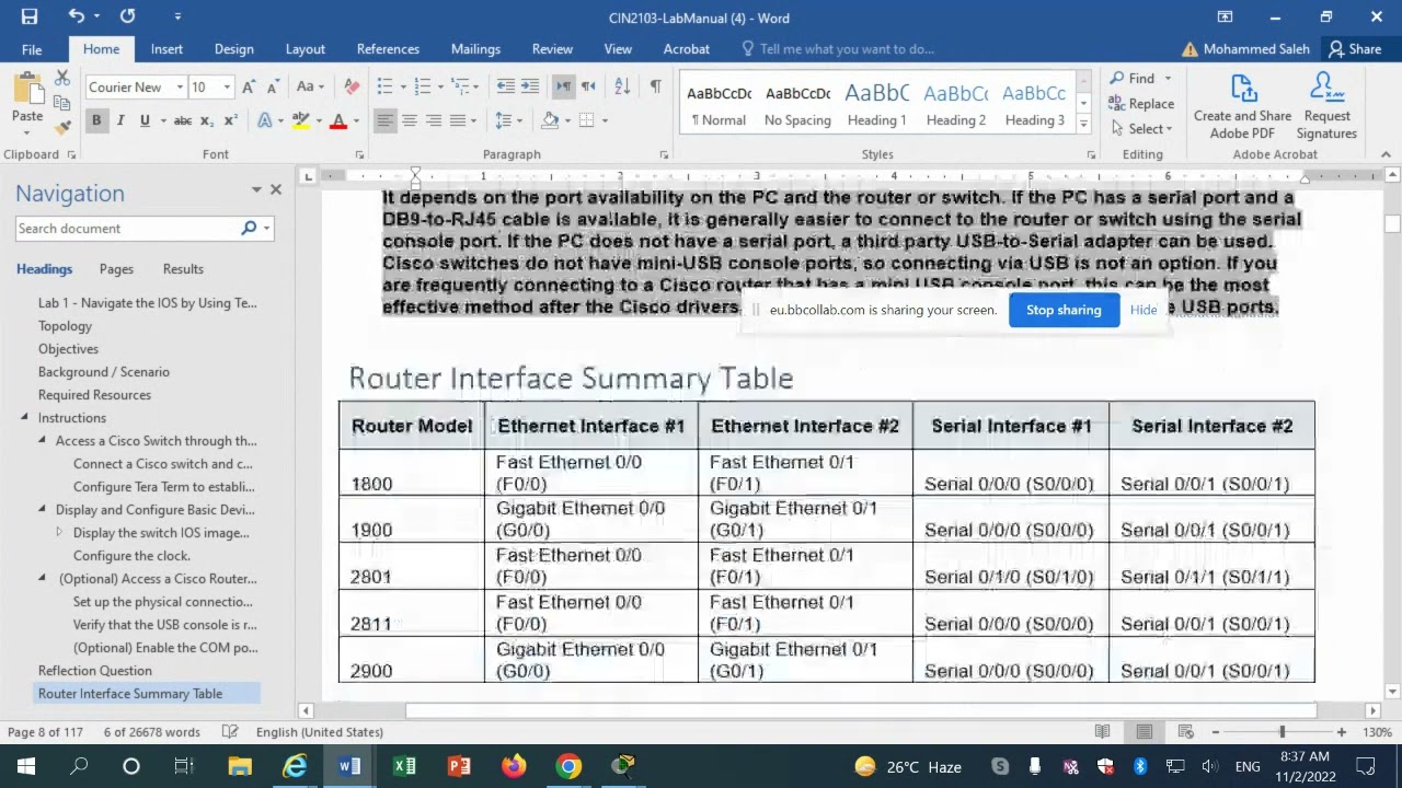 cin2103 Lab 1, 5 Build a Switch and Router Network