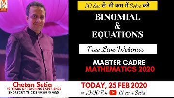 Master Cadre Maths 2023 | Binomial Expansion | Chetan Setia | Master Cadre Maths Best Coaching
