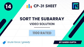#14 Sort the Subarray | Video Solution | 1100 Rated | TLE CP-31 Sheet | Best Codeforces Problems