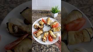 Легка закуска з баклажанів — рулетики з крем-сиром та горіхами #баклажани