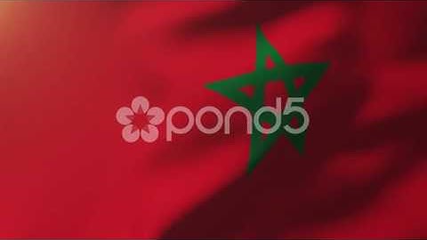 Morocco Flag Waving In The Wind. Looping Sun Rises Style. Animation Loop
