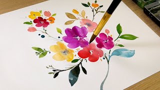 Simple Watercolor Flower Painting