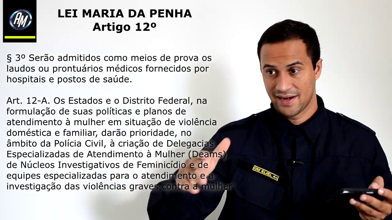 Vídeo aula, Lei Maria da Penha  artigo 12 (Parte 8)