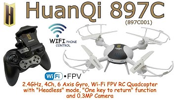 HuanQi 897C 2.4GHz, 4Ch, 6 Axis Gyro, Wi-Fi FPV RC Quadcopter, Headless and 0.3MP Camera (RTF)