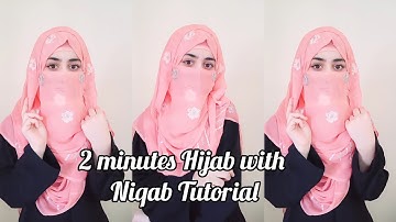 2 minutes Hijab with Niqab Tutorial || How I Do My Niqab Styles & use Hijab as a cap || zainab__
