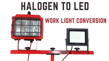 Inexpensive Halogen Work Light LED Conversion - LED Replacement - Convert Halogen Shop Light to LED