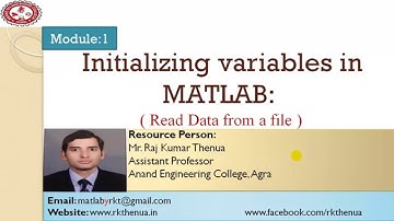 Lecture-9: Initializing variables in MATLAB part 2: Read data from a file (Hindi/Urdu)