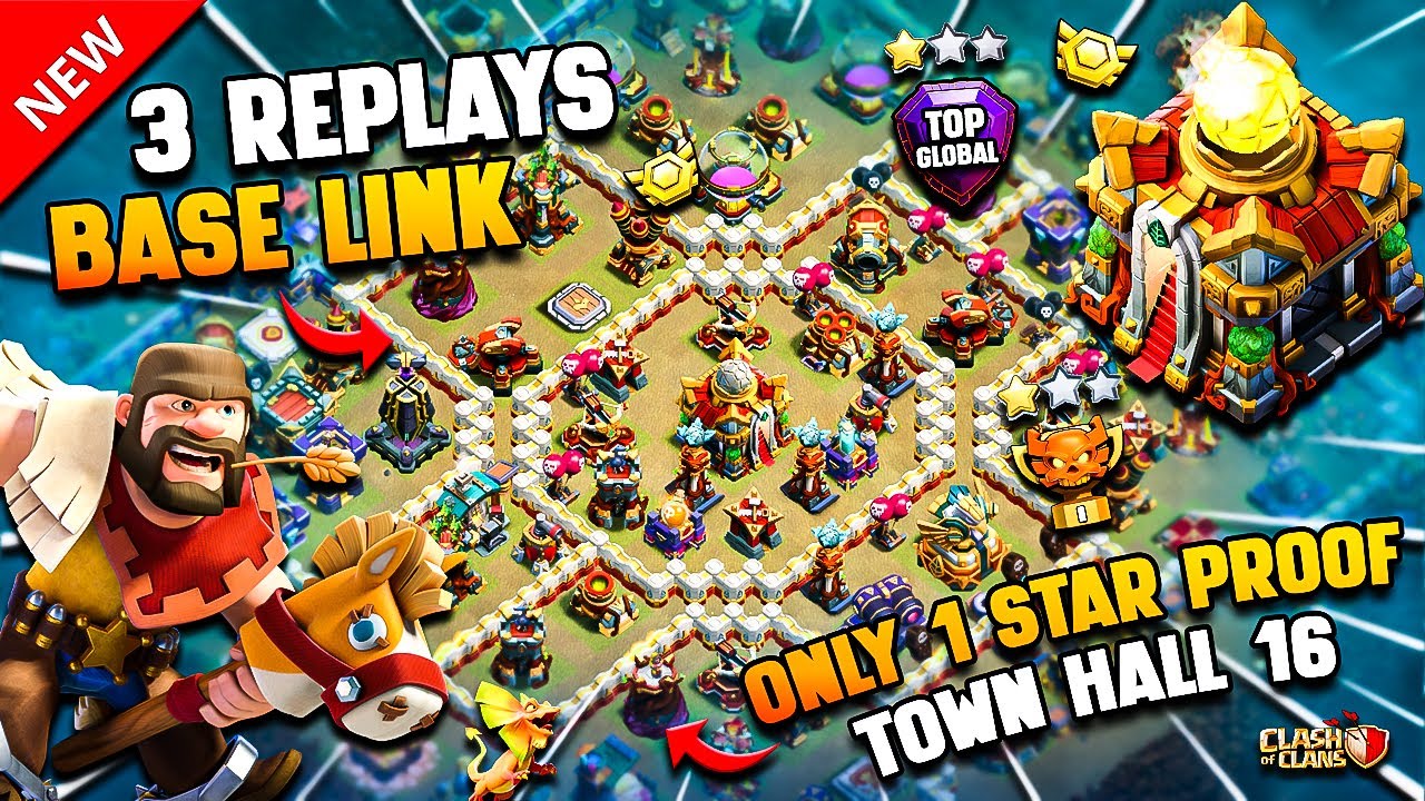 ONLY 1 STAR TH16 Base Link + 3 Replays (Best Town Hall 16) | Undefeated ...