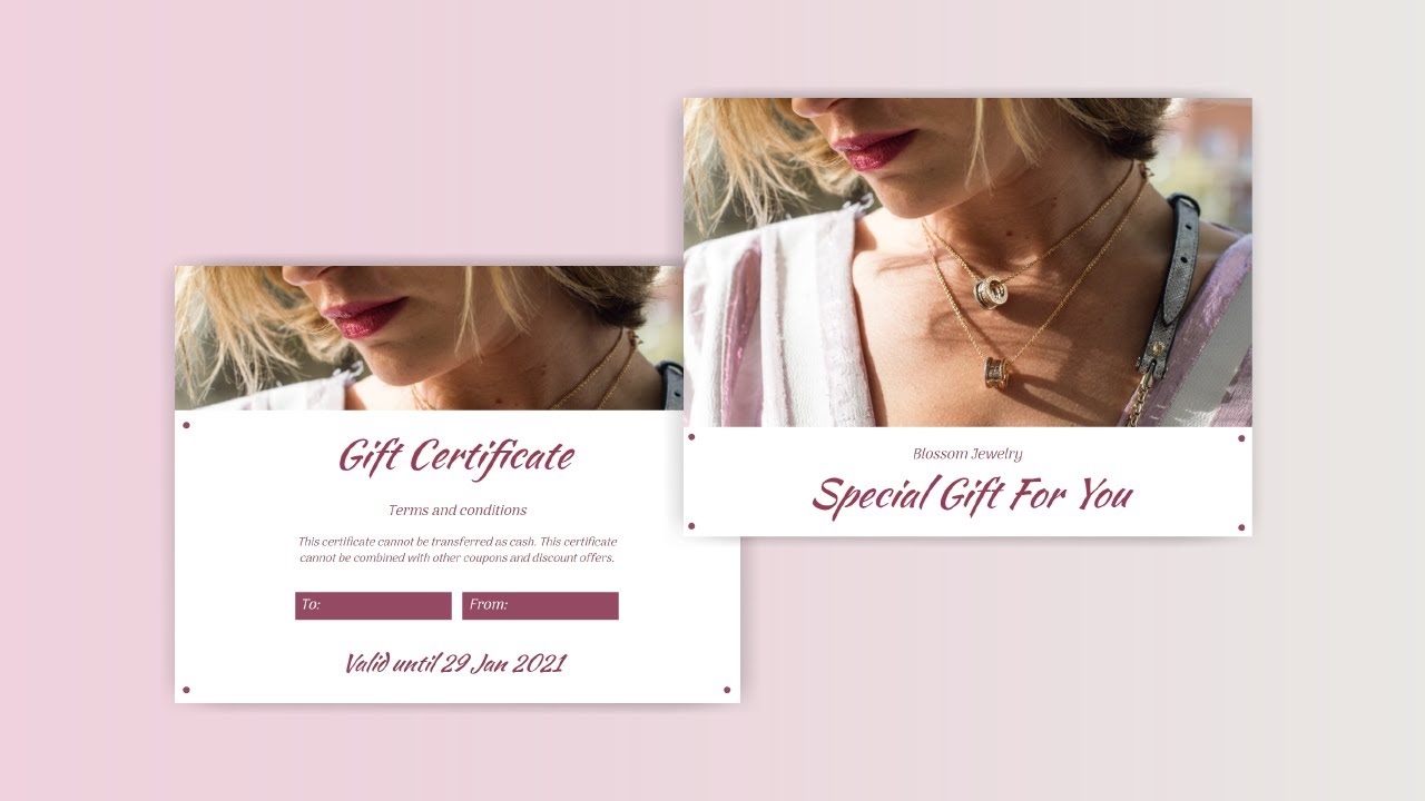 Design a Gift Card for Jewelry Shop for Free using Visual Paradigm InfoART