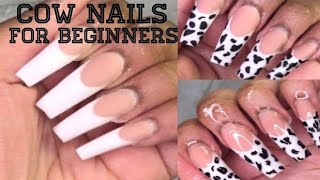 Watch me do my nails: Cow Print Nails Deep French Tip | BEGINNER FRIENDLY