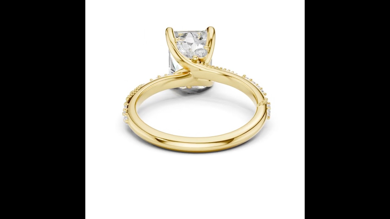 Radiant Cut Diamond Engagement Ring With Vintage Milgrain Band