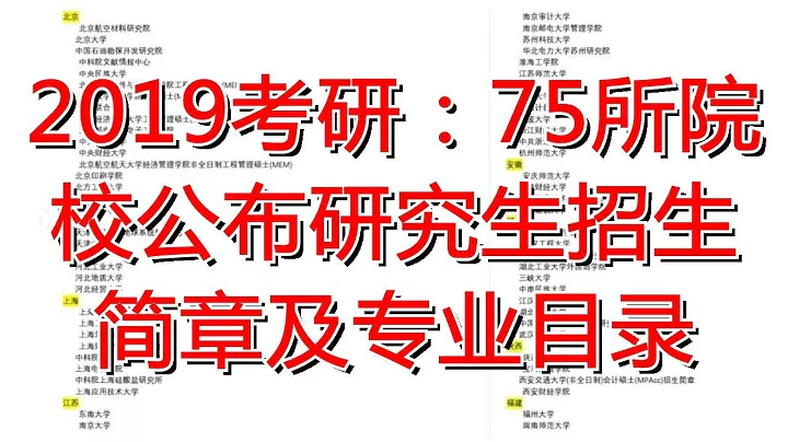2019考研：75所院校公布研究生招生简章及专业目录 - 天天要闻