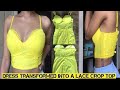 DIY DRESS INTO A LACE CROP TOP WITH FABRIC GLUE( NO SEWING)| FASHION HACKS