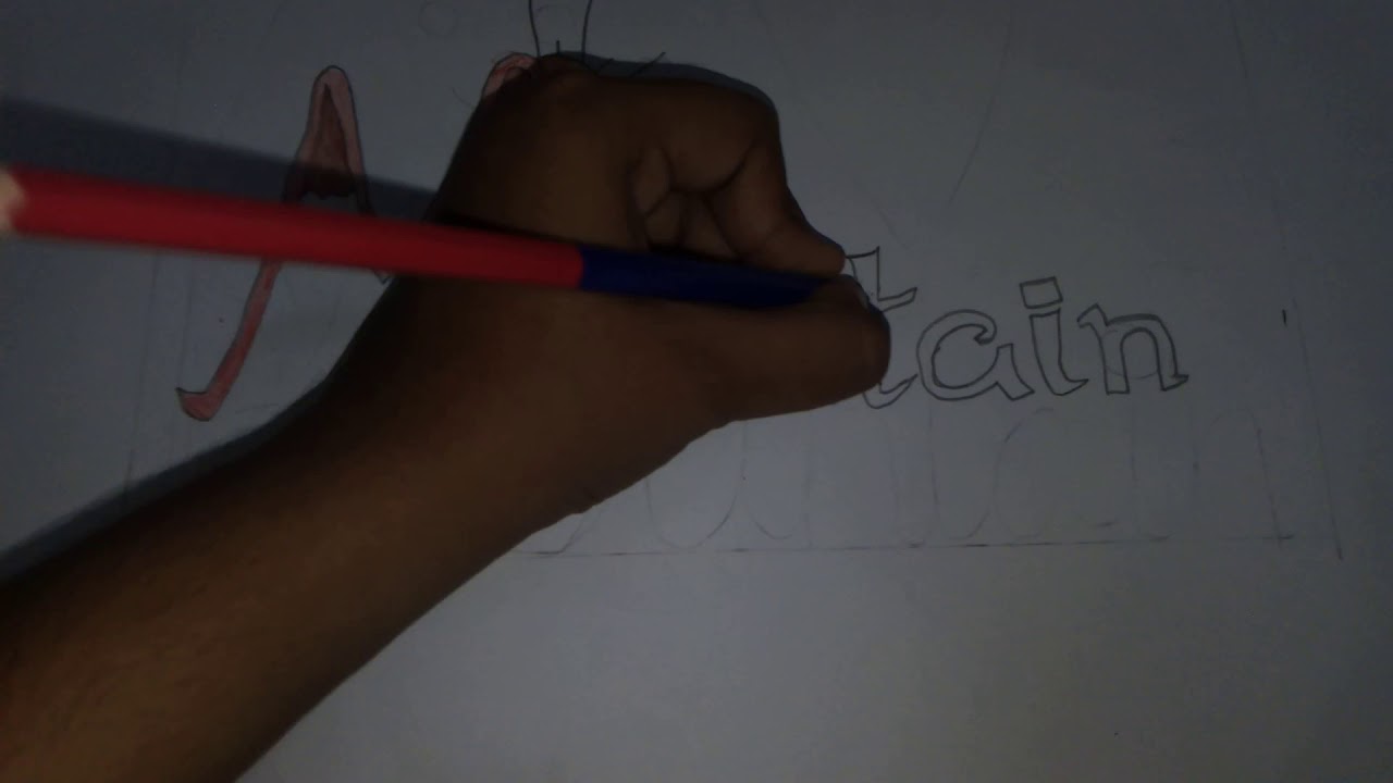 Lettering drawing. Topic mountain 
