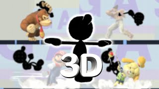 Todas las animaciones 3D de Mr Game & Watch en Super Smash Bros Ultimate