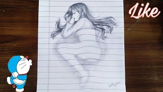 Girl Sleeping 3D Pencil Sketch