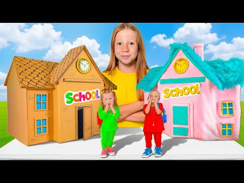 ناستيا وأصدقاؤها يلعبون مدرسة الكرتون مقابل المدرسة الفلافي