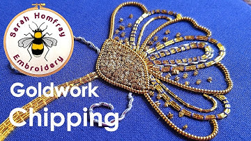 Bright Check Purl chips. Goldwork embroidery for beginners. flosstube video tutorial.