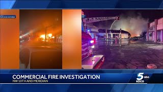 Oklahoma City fire crews respond to blaze at vacant shopping center