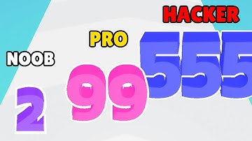 NOOB vs PRO vs HACKER in Number Master: Run and Merge