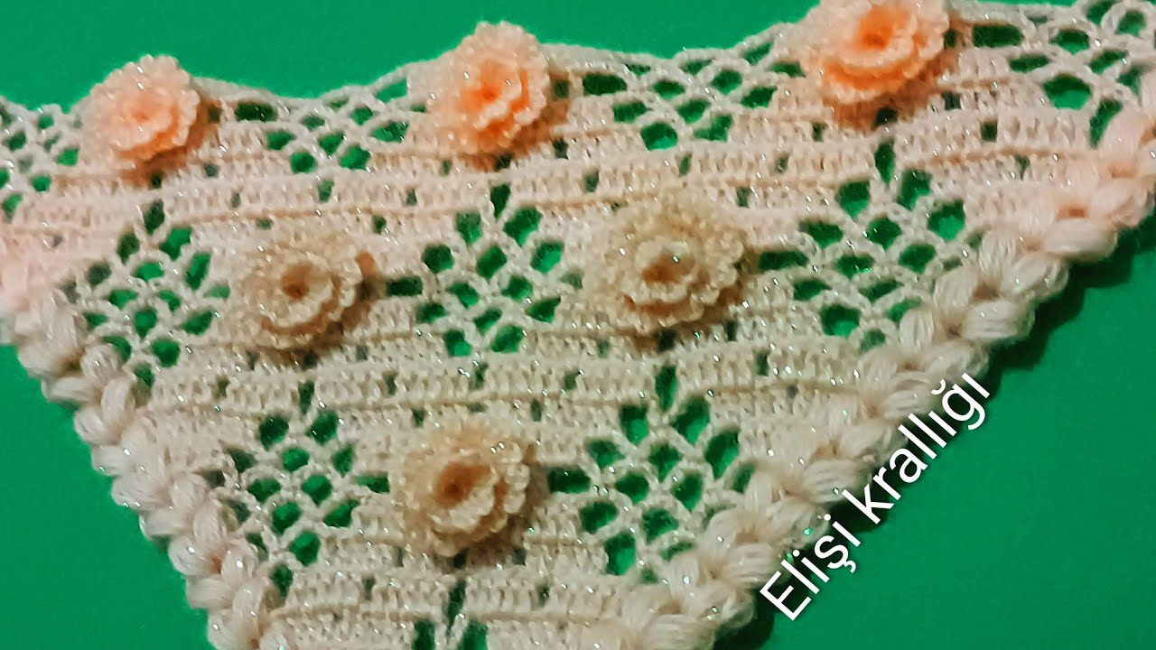 ÇAM SAKIZI MODELİ✔️ ÜÇGEN ŞAL YAPIMI ✔️HOW TO MAKE A FLOWERED CROCHET SHAWL✔️