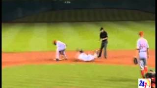 Cincinnati Reds Butt Tag (Jonathan Villar Slides into Brandon Phillips )