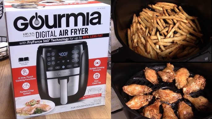 Gourmia 8 qt Digital Air Fryer with FryForce 360 and Guided Cooking, Black/Stainless Steel, GAF826