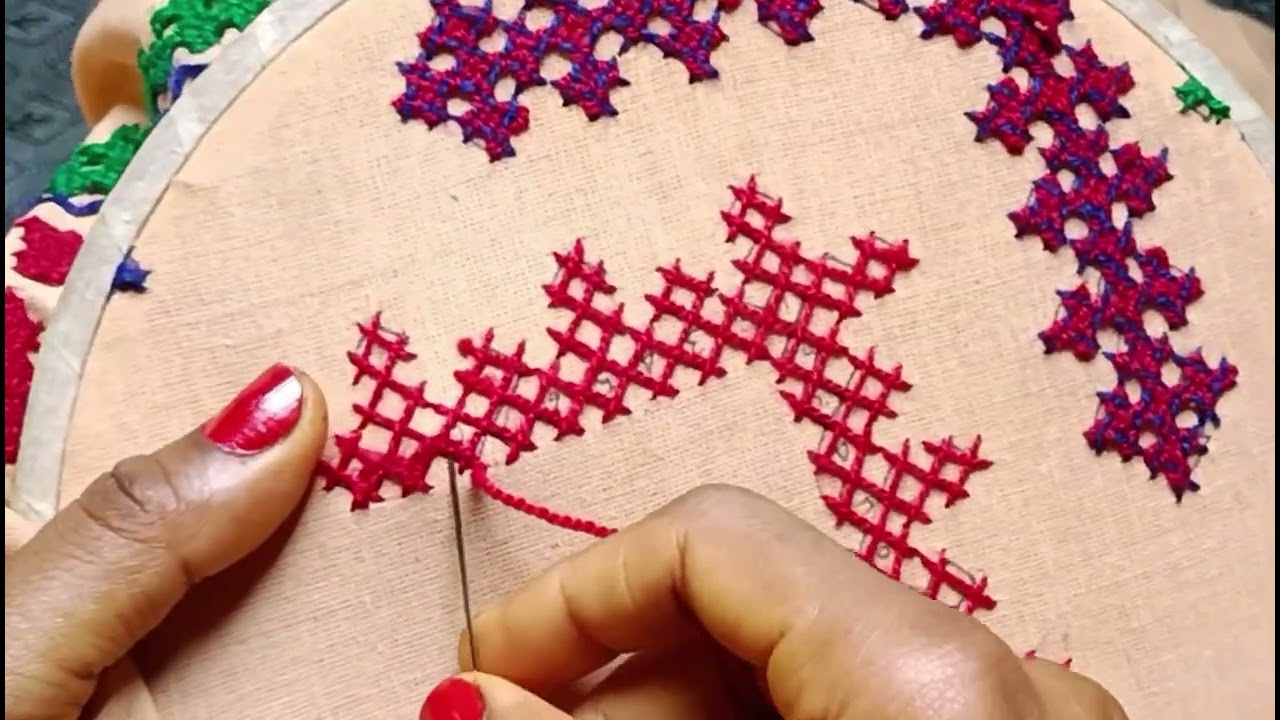Sindhi tanka/gujrati stitch pattern/kutch work embroidery designs (vid.59)
