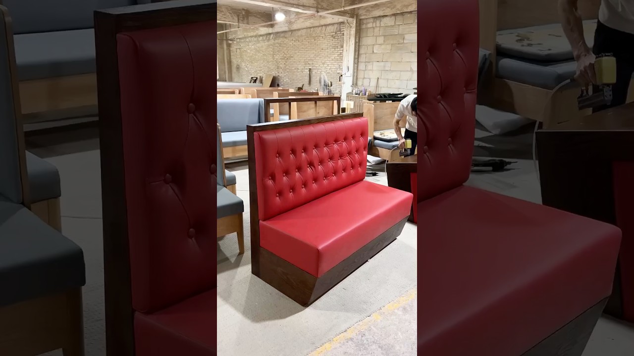 Red Upholstered Booth Seating with Tufted Back | Commercial Restaurant Furniture 