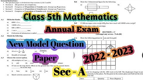Class 5 Maths Model Practice Question Paper PreparatoryAnnual Board Public Exam2023@kvteachersguild