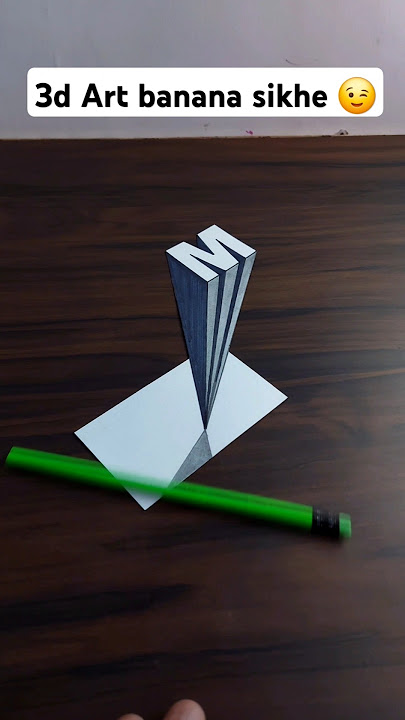 Draw 3d letter ( M)  illusion on paper / easy drawing / 3d drawing #3dart #3d #shorts #fyp #foryou
