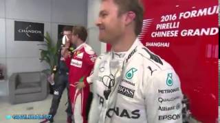 The beginning of the chat between Seb and Kvyat before the podium - Chinese GP 2016