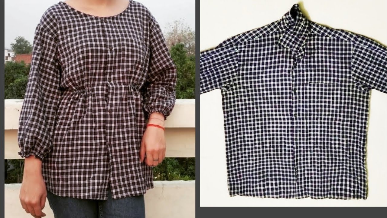 Reuse of men shirtconverted into a beautiful top YouTube