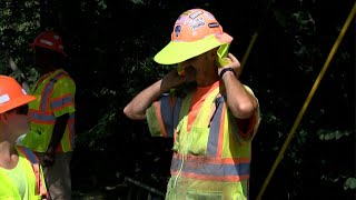 Workers preparing for unseasonably high temperatures