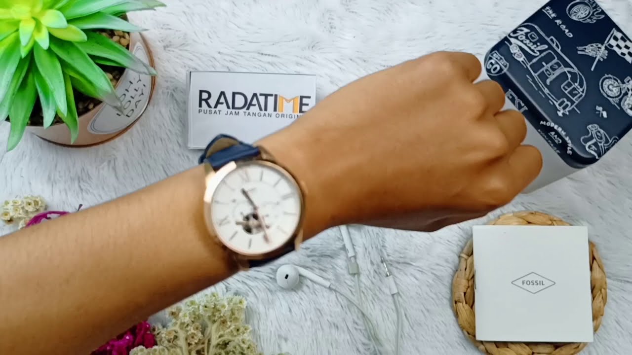 Fossil Towsman White Dial Blue Leather 